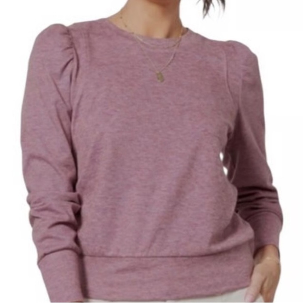 Evereve Heathered Dusty Rose Crew Neck Top